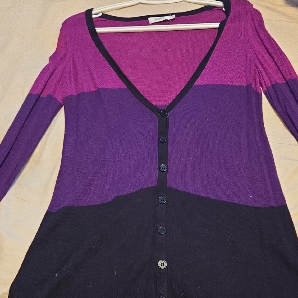 Ricki's Purple and Black V-Neck Cardigan